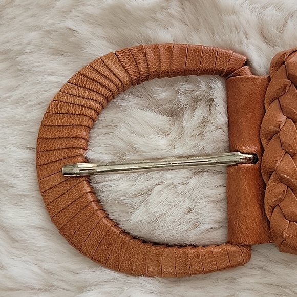 Nine West Neutral Tan Braided Wide Leather Belt szL - Picture 6 of 6